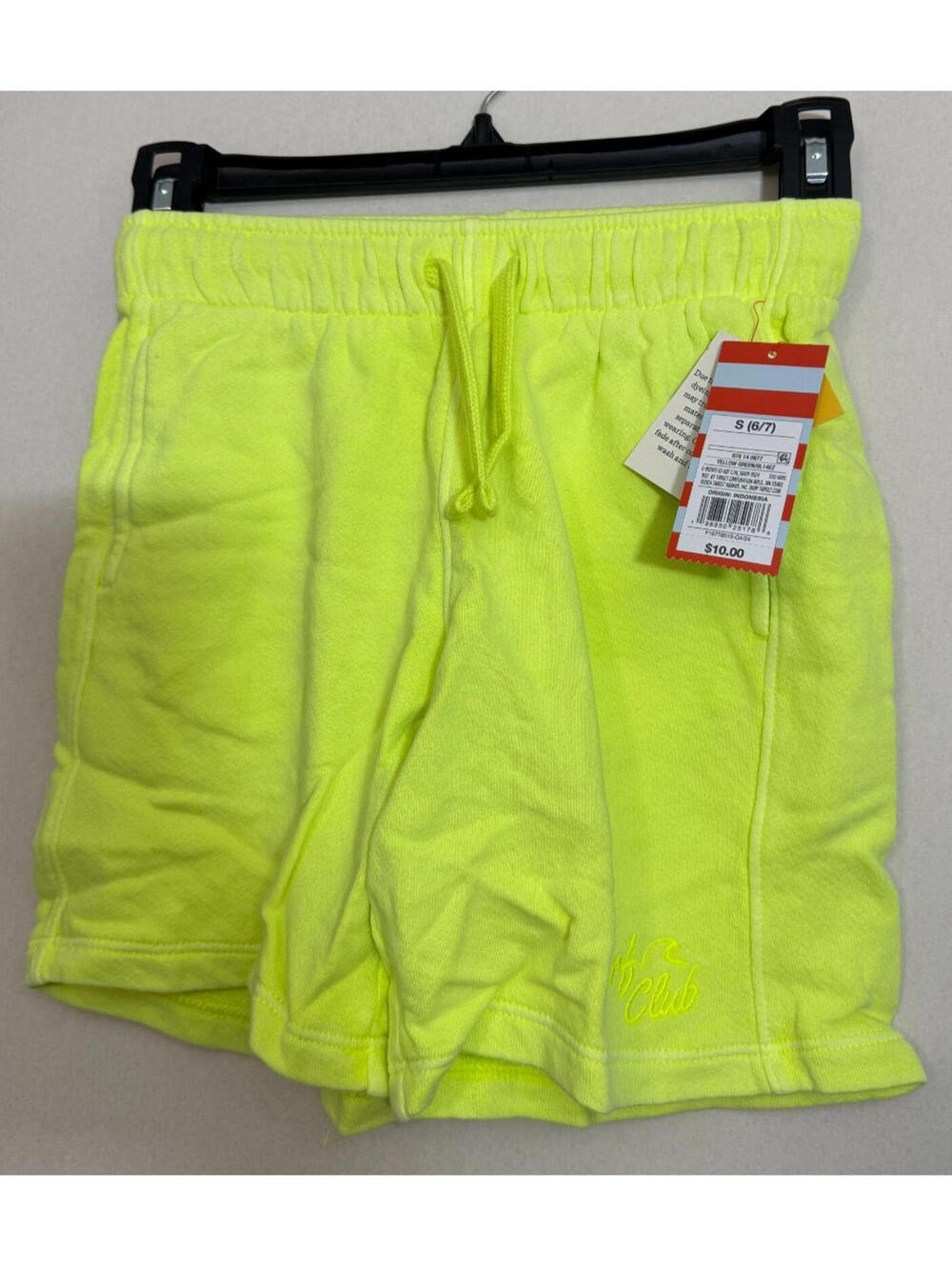 Cat and Jack Boys Neon Yellow/Green Above the Knee Knit Shorts, Large